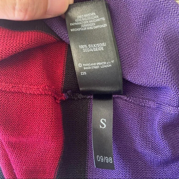 Vintage Y2K Marks & Spencer ColorBlock Silk Knitted Tank Top - Picture 11 of 15
